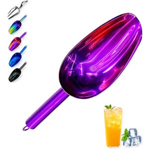 Metal Ice ScoopKitchen Ice Scooper for Ice Maker,Stainless Steel Small Ice Scooper for FreezerKitchen Gadgets Cookie Flour Pet Dog Food Scoop (Purple, 3 OZ)