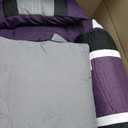 Chezmoi Collection Upland 7-Piece Quilted Patchwork Comforter Set, Purple/Black/Gray, Oversized King