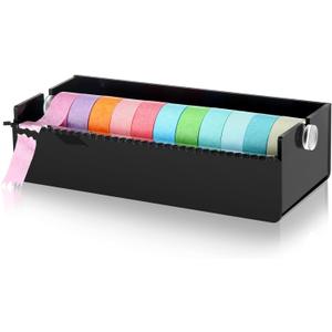 Faccito Acrylic Washi Tape Dispenser Desktop Masking Tape Holder 7 in Sticker Roll Cutter Organizer Desktop Cutting Machine for Home Office School (Only Dispenser)
