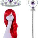 Joy Join Little Girls Princess Mermaid Costume for Girls Dress Up with Wig,Crown Pink