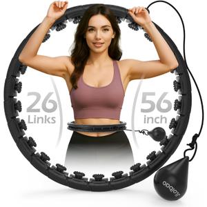 Weighted Hula Circle with 26/32 Links(56-66 Inch) for Adults Weight Loss, Infinity Fitness Hoop Plus Size, for Women Smart Exercise Equipment