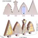 Christmas Tabletop Decorations, Lighted Wooden Christmas Tree Table Decor, Indoor Xmas Tree Block Sign with LED Lights, Farmhouse Winter Holiday Centerpiece for Mantel Shelf (White)
