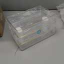 Martha Stewart Kerry Plastic Stackable Office Desk Drawer Organizers, 9" x 6", 3 Pack, with Gold Trim