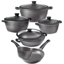 Cookware Set, 10-piece, With Lids an Handle, Black 