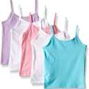 Hanes Girls' Camisole, 100% Cotton Tagless Cami, Toddler Sizing, (4-5T, White - 5 Pack)