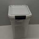 IRIS USA Airtight Dog Food Storage Container, WeatherPro, Up to 10 lbs, Removable Wheels, for Dog Cat Bird and Other Pet Food Storage Bin, Keep Fresh, Translucent Body, Made in USA, Clear/Gray