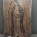 Large Framed Our Lady of Guadalupe Portrait Canvas Wall Art Decor Virgin Mary Wall Art Virgen De Guadalupe Cuadros De La Virgen De Guadalupe Poster Prints Pictures Artwork Painting Sculpture Catholic (24"L x 36"W, brown)