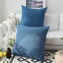 Kevin Textile Pack of 2 Decorative 2 Tone Linen Pillow Covers Cushion Cover for Chair/Sofa/Bed/Car, 24 x 24 Inches, Navy Blue