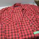 JMBONHEUR Men's Western Cowboy Pearl Snap Buttons Plaid Short Sleeve 2 Pockets with Pen Holder Lightweight Casual Shirt (Red Black #22, L)