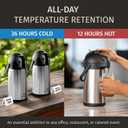 Thermal Coffee Carafe 74Oz, Keeps Drinks Hot for 12Hrs & Cold for 36Hrs, Insulated Stainless Steel Coffee Carafe for Hot Drinks, Easy One-Handed Dispensing for Office, Home, Party, Durable Tea Flask