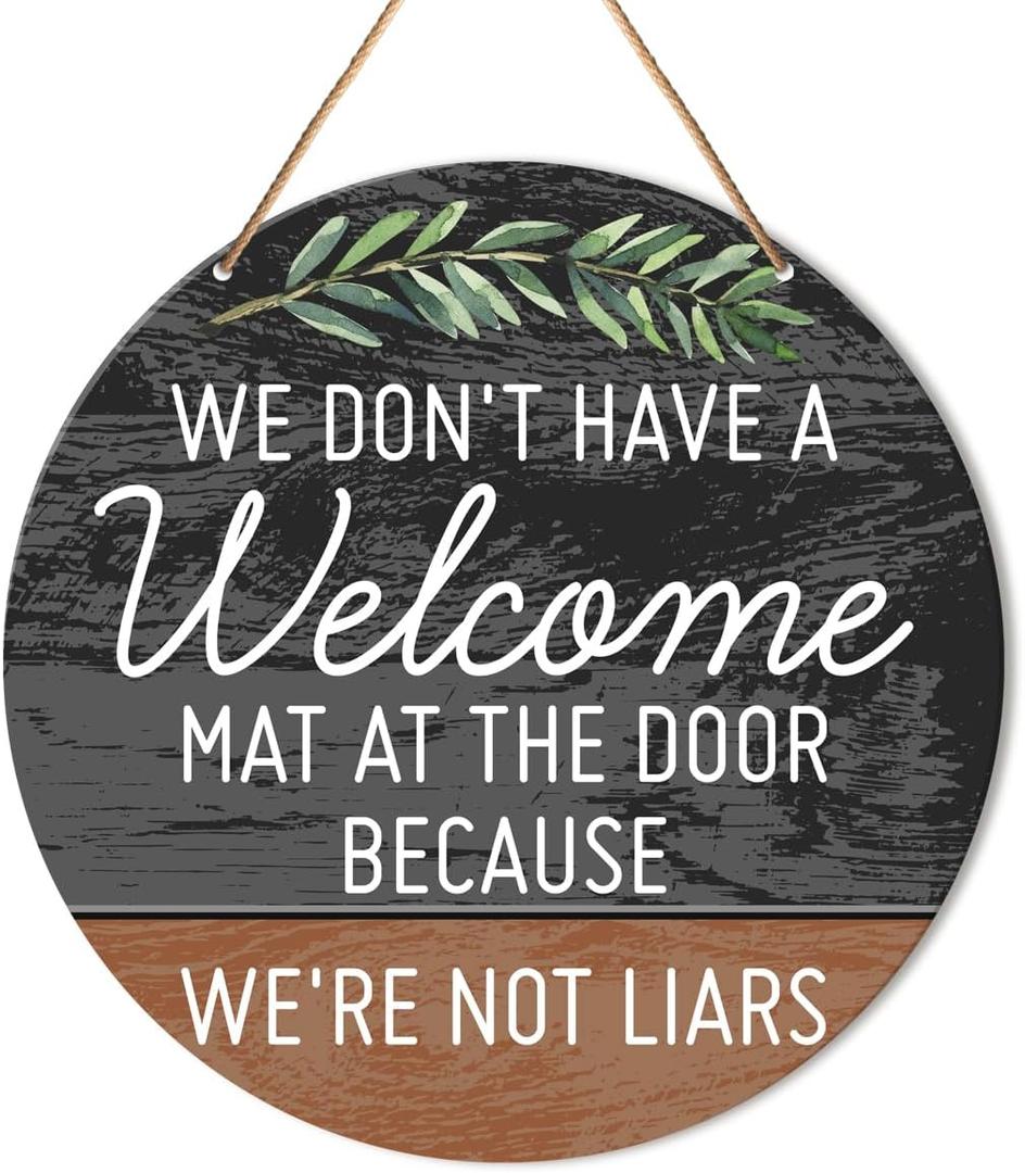 Funny Welcome Sign Front Door Decor, Welcome Wood Hanging Sign Decor Rustic Wall Sign Decorations for Door, Porch, Home, Housewarming Gift for New House Home Apartment, Welcome Door Hanger Sign