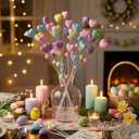 Suncalla 6 Pack Easter Tree Decorations Pastel Spring Decoration Easter Picks and Sprays Colorful Glitter Foam Hearts Picks for Vase Decor DIY Wedding Bouquet Flower Arrangement Home Centerpiece