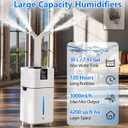 30L/7.93Gal Humidifier Large Room 4200 ft, Supersized Cool Mist, 120H Quiet Humidifiers for Bedroom, 3000mL/h Mist Output, Touch/Remote Control, Humidifiers for Home, Whole House, Plant, White