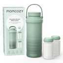 Momcozy 22oz Portable Breast Milk Cooler for Outdoor, Life Saver with 360° Total Cooling for 24 Hours, Larger Capacity Travel Breastmilk Chiller with 2pcs Baby Bottles for Breastmilk Storage, Green