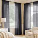 MIULEE Black Sheer Curtains 96 Inches Long, 4 Panels Set, Light Filtering Halloween Rod Pocket Voile Drapes for Living Room and Bedroom, Airy Soft Fabric Window Treatments, 42 x 96 Inches