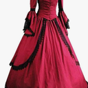 Re-Lady Gothic Victorian Dress for Women Civil War Reenactment Costume Vampire Halloween Costume Ball Gown Red Wine Size M