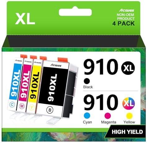 910XL Ink for HP 910XL Ink Cartridges Combo Pack Replacement for HP 910 Ink Cartridges for HP Printers HP910XL Work for Office Jet Pro 8020 8025 8028 8010 Printer, Black and Color