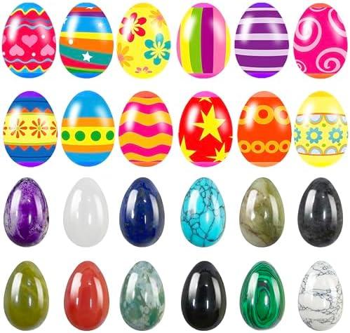 Holydeck 24 Pcs PreFilled Easter Eggs with Egg Stone Inside Easter Basket Stuffers Party Favor Gifts, Pack Of 2