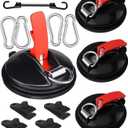 Upgrade Heavy Duty Vacuum Anchor, 4pack High Strong Vacuum Suction Cups Tie Downs with Carabiners & Tarp Clips for Car Awning Boat Camping Trap Bathroom Pet