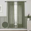 Aersas Olive Green Linen Textured Curtains 72 Inches Long for Living Room 2 Panel Set Back Tab Rod Pocket Semi Sheer Luxury Curtains Pleat Boho Window Curtain Decor for Dining Room Bedroom 52x72