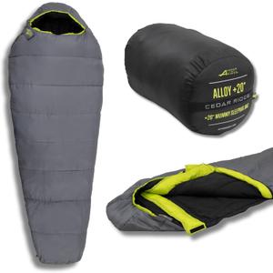 ALPS Cedar Ridge Alloy 20 Sleeping Bag – 20 Degree Camping Sleeping Bag with PolyLoft Insulation, Durable Polyester Shell, Two-Layer Construction & Stuff Sack for Camping & Travel, One Size