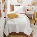 Comfort Spaces Twin Quilt Set Modern Reversible Diamond Coverlet Twin Bedding Set Cozy Quilted Winter Layer, All Season Lightweight Soft Twin Size Quilt, Kienna, Twin/Twin XL White Diamond 2 Piece