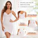 Womens Shapewear Slip Dress for Under Dress Seamless Tummy Control V Neck Full Slips Body Shaper (White, S)