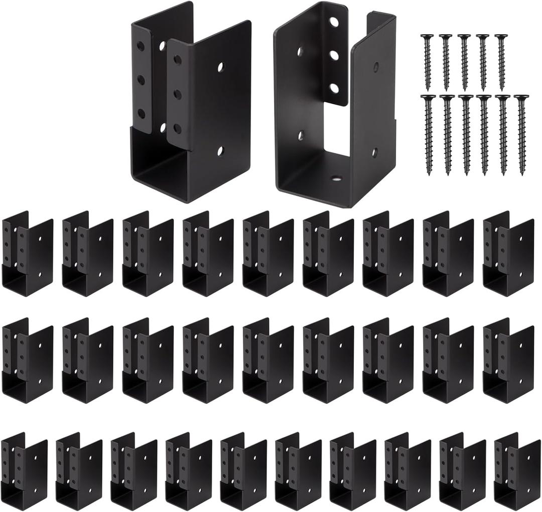 Gawicpy Concealed Joist Hangers, 30 Pcs 2"x4" Outdoor Trim Concealed Flanges with Screws, for Beam,Swing, Handrail,Fence (30, 2"x4")