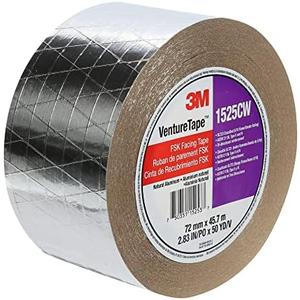 3M Venture Tape FSK Facing Tape 1525CW, Pressure Sensitive, Cold Weather Adhesion, Foil, Scrim, Kraft, UL723 Classified, 2.83 in x 50 Yd (Pack of 1)