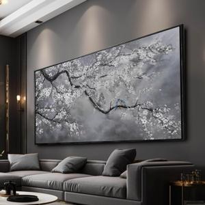 Artexist Flower Canvas Wall Art Black and White Wall Poster Scenery Wall Decor 36"x70" Print Pictures for Dining Room Area Bedroom Artwork (Grey)