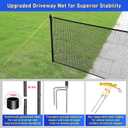 Driveway Safety Net for Kids 20FT Wide 40Inch Tall - Driveway Guard Barrier Net Fence with Upgraded Ground Stakes and Reflective Strips, Driveway Gate Mesh Ball Stopper Netting for Outdoor Backyard