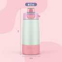 Ello Kids Colby 12oz Stainless Steel Insulated Water Bottle with Straw and Built-In Silicone Coaster Carrying Handle and Leak-Proof Locking Lid for School Backpack, Lunchbox, and Outdoor Sports