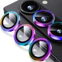 WSKEN for Z Fold 6 Camera Lens Protector Case Cover, Ultra HD Tempered Metal Glass Anti Scratch Rear Camera Screen Protector Shockproof Film for Samsung Galaxy Z Fold 6 5G 2024 Accessories,Colorful