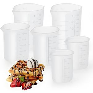 Aieve 6 Pcs Silicone Chocolate Melting Cups,Reusable Measuring Cups with Scale & Pour Spout, Capacity 100ml/250ml/350ml for Strawberries, Easter Treats, DIY Chocolate Mold & Baking Supplies