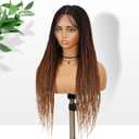 Fancy Hair Braided Wig for Black Women Square Knotless Box Braided Wigs Full Double Lace Glueless Braids Wig with Baby Hair Synthetic Ombre Brown to Blonde Braid Wig 26 inch