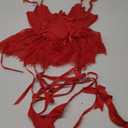 Women Sexy Lingerie Set Naughty Lace Up Corset Bodysuit Underwire Lingerie Babydoll With Garter Belt and Bow Tie (Small, Red)