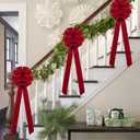 Red Velvet Christmas Tree Bows - Set of 3 Large 12x33 Inch Vintage Holiday Bows for Xmas Tree Decorations, Gift Wrapping, Garland, Party Decor for Indoor Outdoor Dilicoming