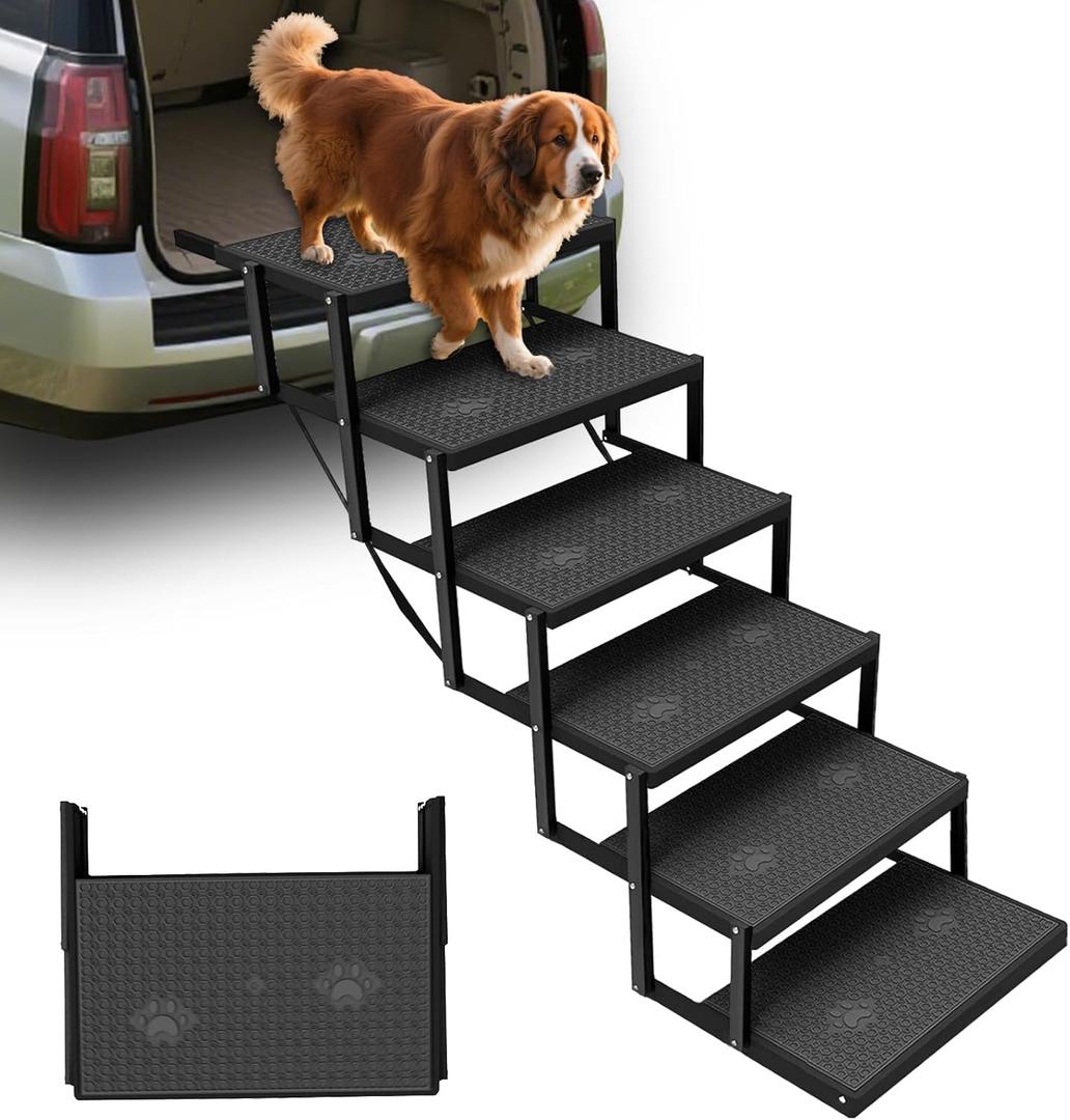 Dog Stairs for Car, Dog Steps for Car with Upgraded Load-Bearing Capacity, Dogs Stairs for Large Dogs, Pet Steps, 6 Steps