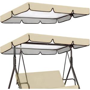 GORGECRAFT 77"x50" Replacement Canopy for Outdoor Swing Garden Swing Roof Cover Oxford Cloth Top Beige 3 Seater Patio Porch Seat Chair Canopy Top UV Weather Waterproof Fabric for Porch Patio Garden