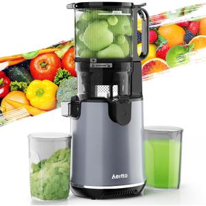 Aeitto Juicer Machines, 5.3" Extra Large Feed Chute Cold Press Juicer, Fit Whole Vegetables & Fruits, Easy to Clean, High Juice Yield,Slow Masticating Juice Extractor,Self Feeding