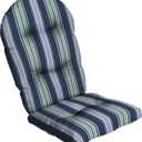 Arden Plush Modern Tufted Rocking Chair Cushion, 21.5 x 19, Rain-Proof, Fade Resistant, Tufted Cushions for Rocking and Adirondack Chairs Sapphire Aurora Blue Stripe