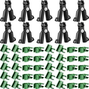 50 Pieces Adjustable Plant Trellis Connector Clip Plastic Connector Stakes Garden Plastic A-Type Connecting Joint Buckle Clip for Gardening Metal Steel Plant Supports (11 mm)