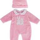 BABESIDE 2 Pcs Reborn Baby Doll Clothes with Hat for 17-22 Inch Babydolls, Cute Bunny Pattern Baby Dolls Outfits Accessories fit Newborn Babydoll Girls, Pink