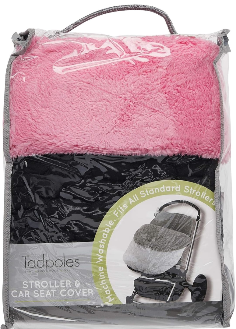 Tadpoles Quilted Stroller & Car Seat Cover - Black & Pink | 27" x 20" x 2" | Made of 100% Super Soft Microfiber Polyester | Warm, Gentle & Durable | Ideal for Use as a Stroller Cover & Car Seat Cover