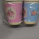 Tioncy 100 Pcs Tea Party Decorations Include 50 Pieces 9 oz Paper Tea Cups with Handle and 50 Plates Disposable Teacups and Saucers Sets for Birthday Baby Shower(5 Colors) (Floral, Multicolor)