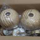 Gold Battery Operated Wall Sconces Set of 2 with Remote, Rechargeable Rattan Battery Powered Wall Lights/Lamps, Wireless Boho Lighting Fixtures for Bedroom Farmhouse, 15 Colors Dimmable,8''