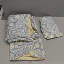 SLEEPBELLA Duvet Cover Queen Size, 600 Thread Count Cotton Beige & Bluish Grey Printed with Luxurious Leaves Pattern Reversible Botanical Comforter Cover Sets, Bedding Set 3Pcs (Queen, Beige Paisley) (Queen 90"x90")
