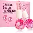 Ice Globes for Face 2Pcs Freezer Safe Ice Globes for Facials, Skin Tightening & Anti-Aging Reusable Facial IceGlobes for Reduction of Puffiness & Wrinkles of Face, Neck & EyesPink