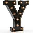 OYCBUZO Light Up Black Alphabet Marquee Letters Sign LED Marquee Number Lights Sign for Night Light Home Bar Christmas Lamp Birthday Party Wedding Decorations Y