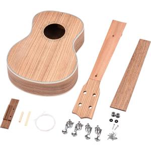 26 Inch DIY Ukulele Kit, Soprano Guitar Build Assembly Wooden Small Hawaiian Instrument Manual Handwork Custom Tools Accessories